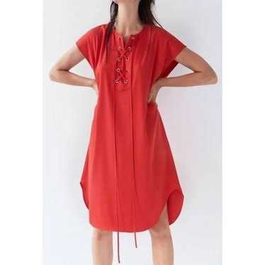 Tess Giberson red lace up neck dress sz 4 - image 1
