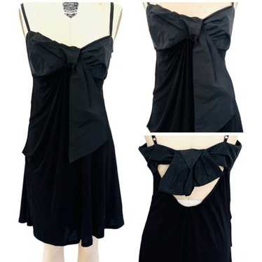 KAREN MILLEN Taffeta Bow Jersey Mini Dress in Bla… - image 1