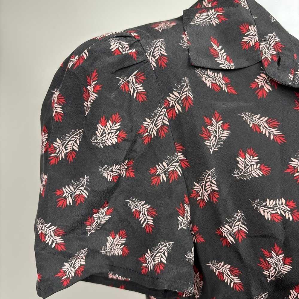 Frame Black Silk Floral Short Sleeve Button Up Co… - image 6