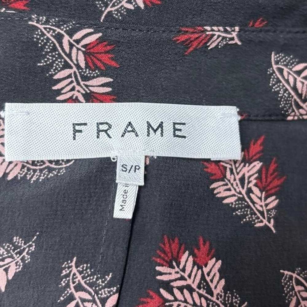 Frame Black Silk Floral Short Sleeve Button Up Co… - image 8