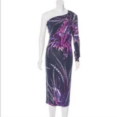 Just Cavalli One Shoulder Feather Print Dress 10 - image 1