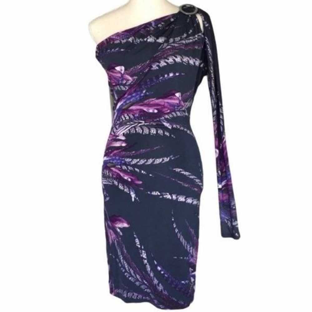 Just Cavalli One Shoulder Feather Print Dress 10 - image 2