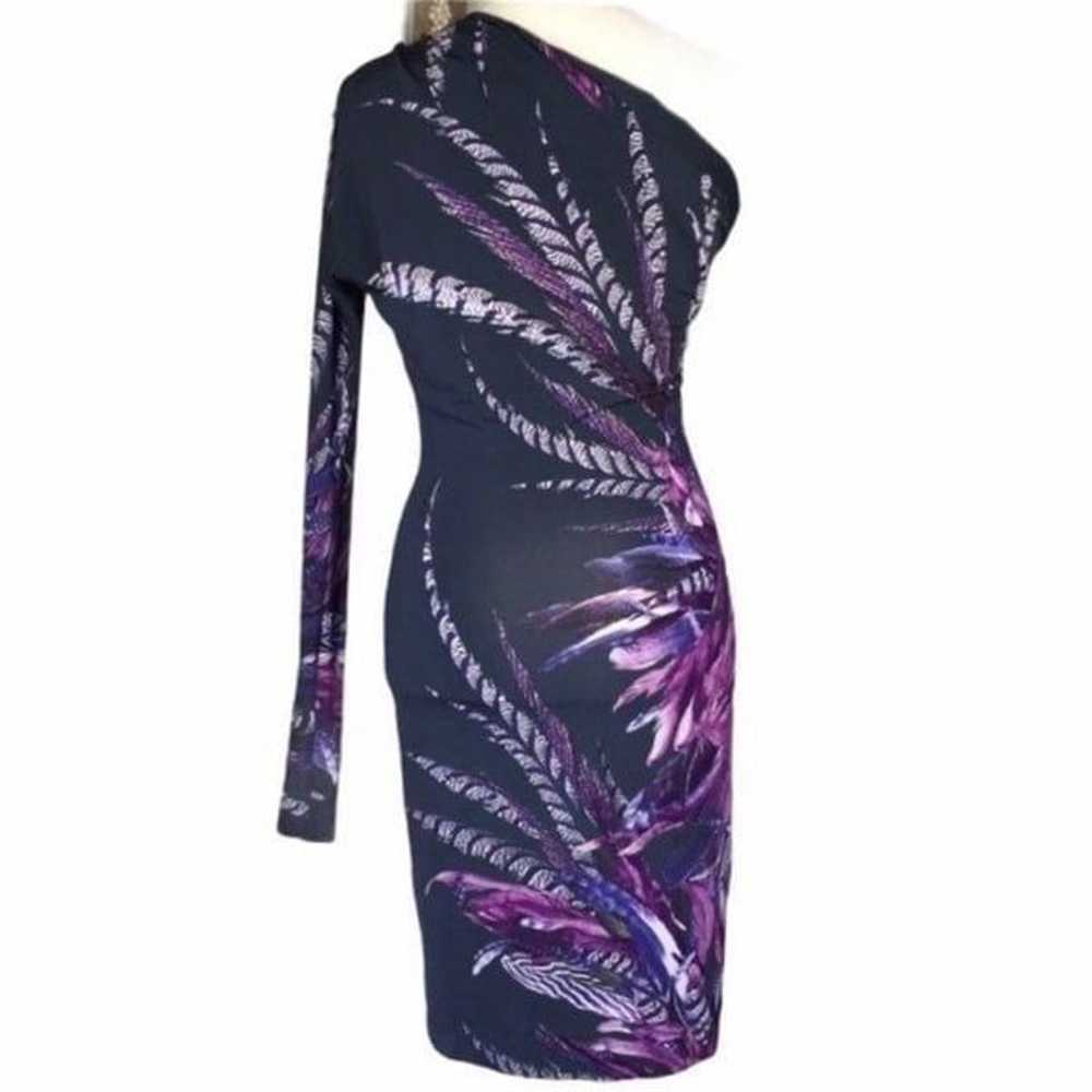 Just Cavalli One Shoulder Feather Print Dress 10 - image 4