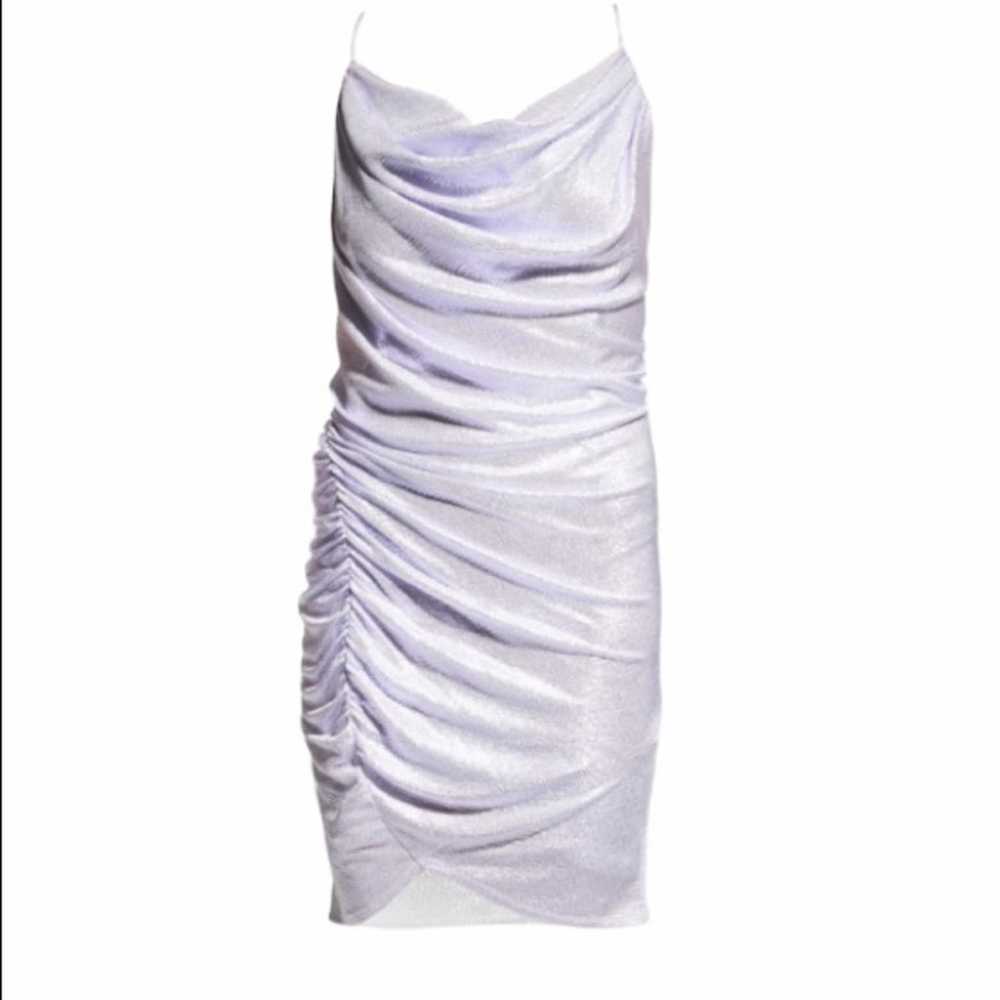 Aidan Mattox Shirred Metallic Cowl-Neck Dress Siz… - image 1