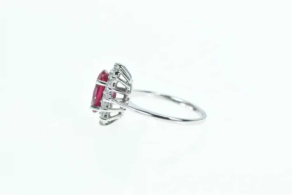 14K Oval Syn. Ruby CZ Halo Vintage Ring Size 7 Wh… - image 2