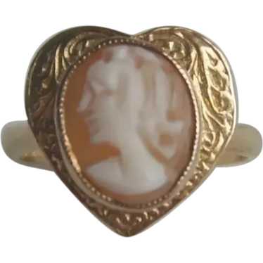 Vintage Gold on Sterling Silver Heart Shaped Ring… - image 1