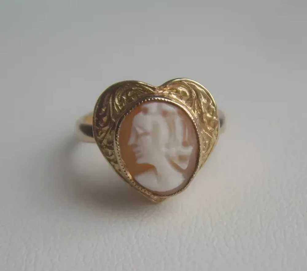 Vintage Gold on Sterling Silver Heart Shaped Ring… - image 4