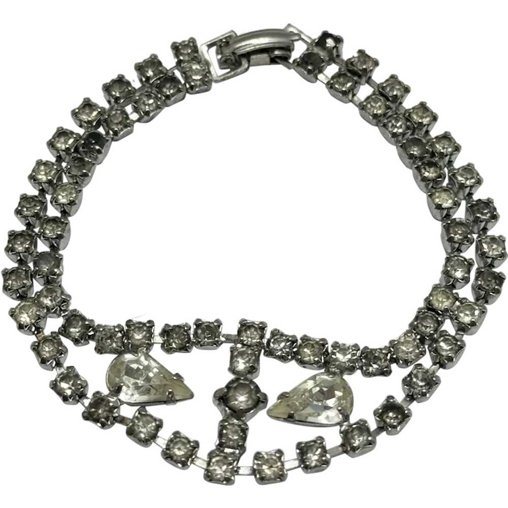 Vintage two rhinestone chain bracelet - image 1