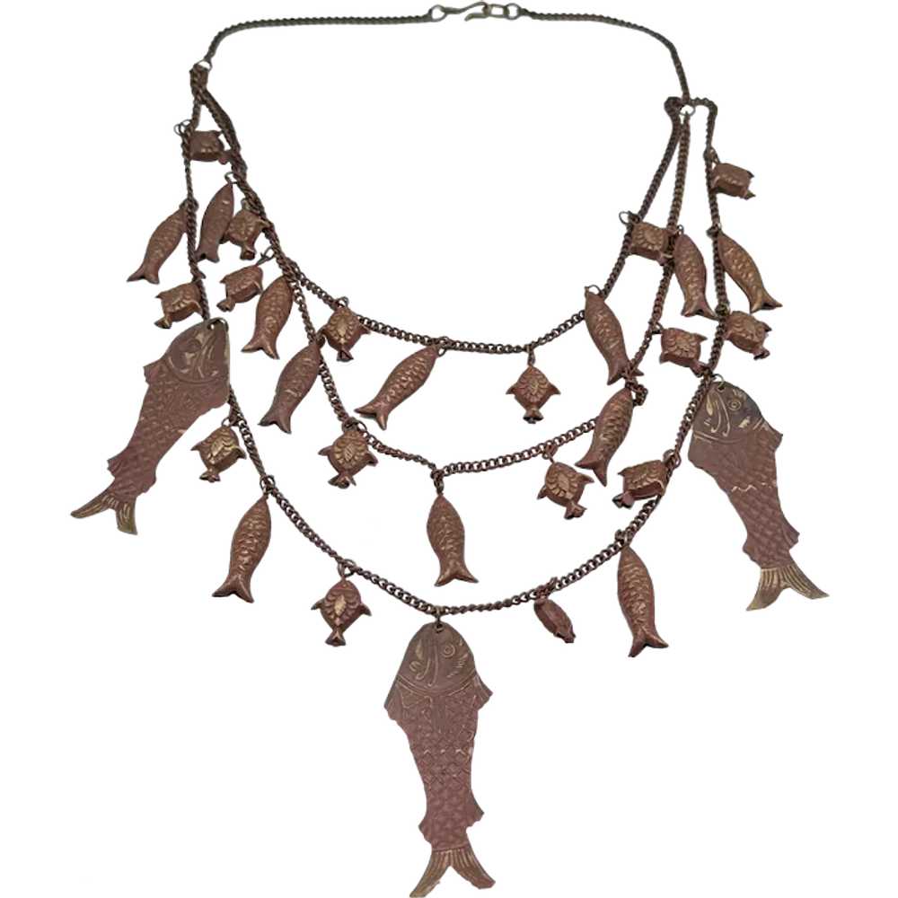 Vintage fetish charm fish necklace - image 1