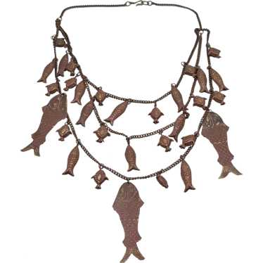 Vintage fetish charm fish necklace - image 1