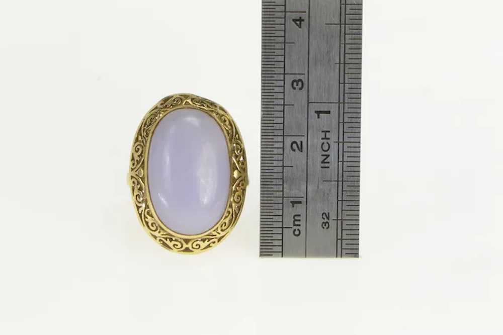 18K Lilac Jadeite Ornate Filigree Cocktail Ring S… - image 4