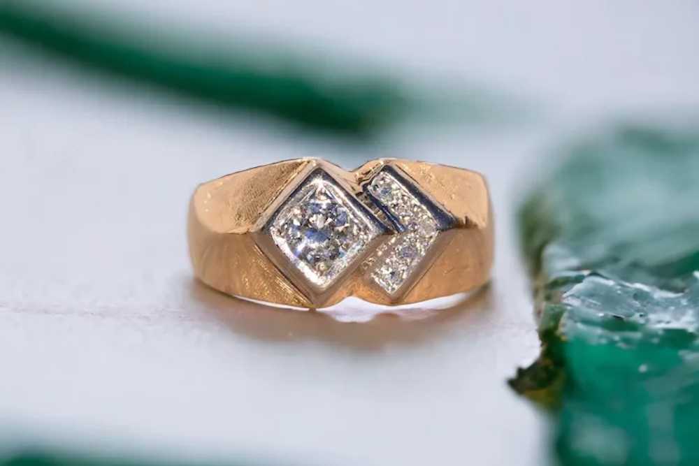 Deco Styled Retro Natural Diamond Ring in Yellow … - image 11