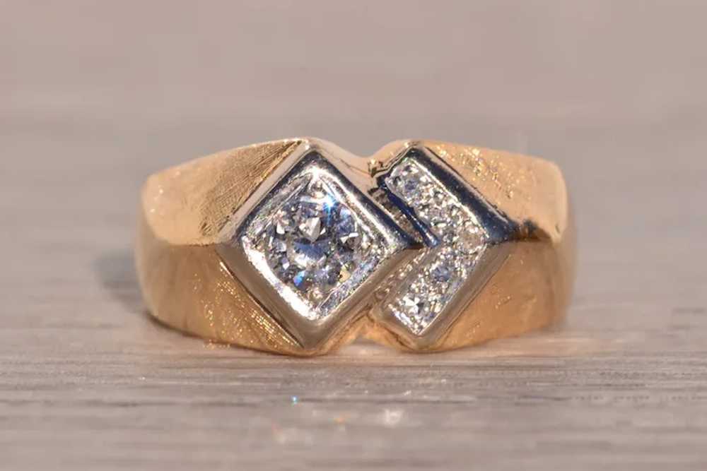 Deco Styled Retro Natural Diamond Ring in Yellow … - image 6