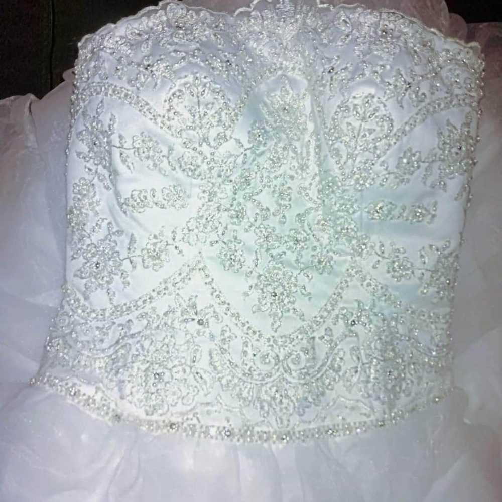 David Bridal Wedding dress, strapless, white, sz2 - image 1
