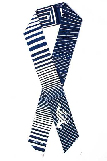 Hermes Womens Striped Logo Silk Maxi Twilly Scarf 