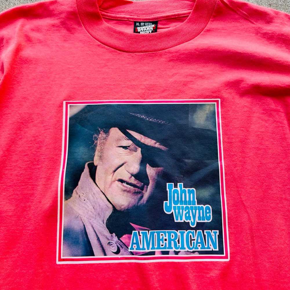 Vintage John Wayne Tee Shirt Large 80s Screen Sta… - image 2