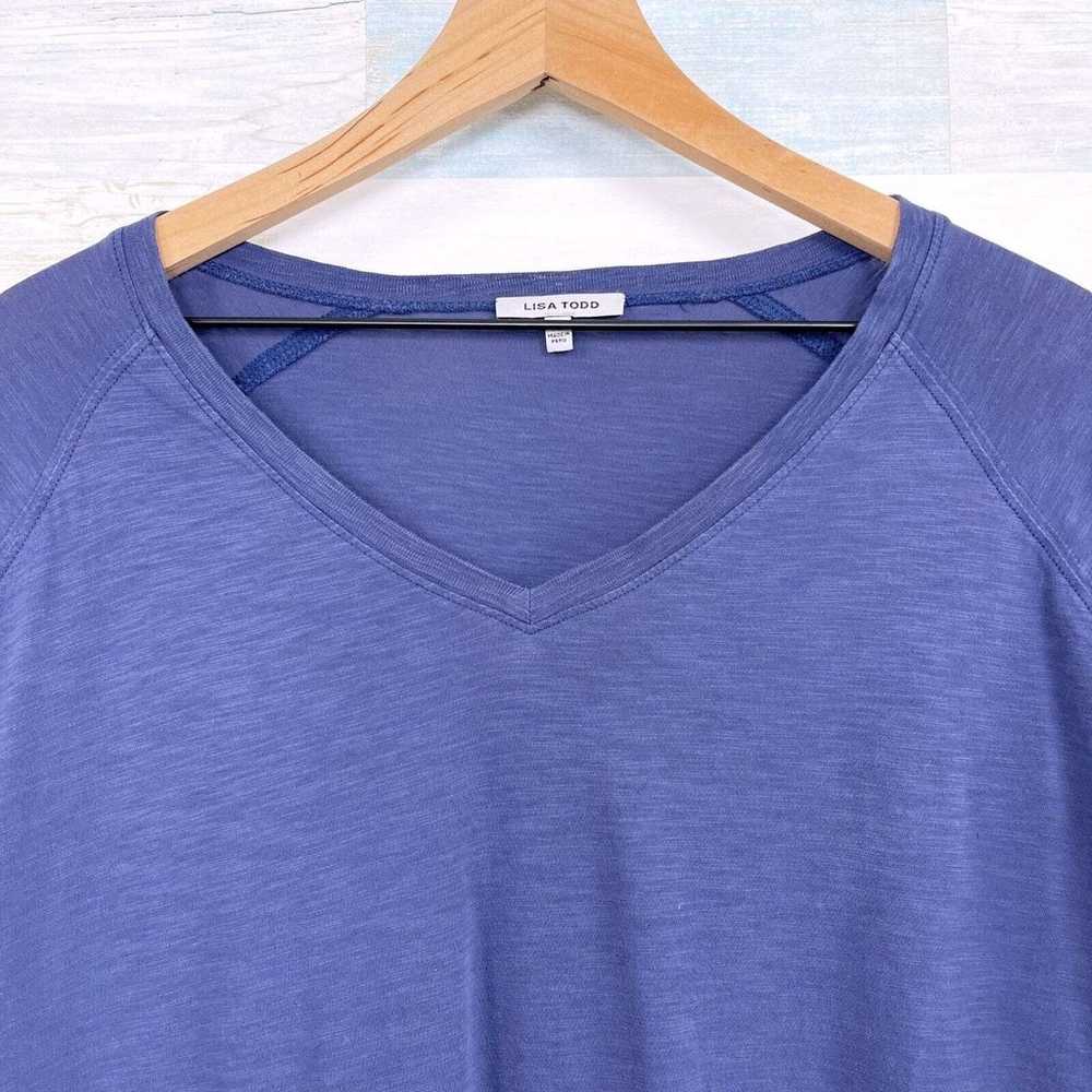 Lisa Todd Relaxed Raglan Shirt Blue V Neck Luxury… - image 2