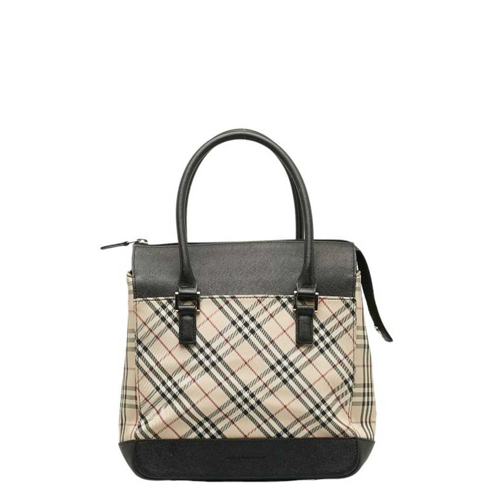 BURBERRY Nova Check Embossed Handbag Beige Black … - image 1