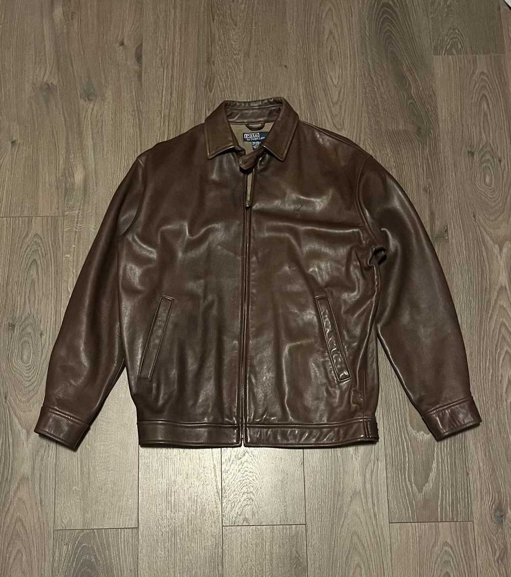 Polo Ralph Lauren Brown Polo Leather Jacket - image 1