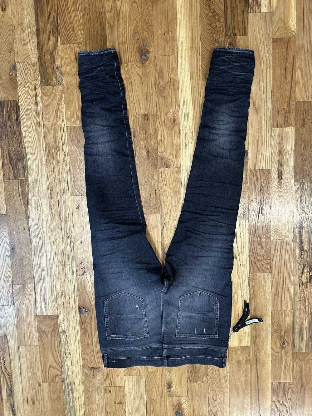 Amiri Amiri MX1 Black Leather Gray Denim Jeans Si… - image 2