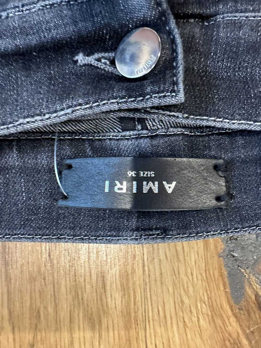 Amiri Amiri MX1 Black Leather Gray Denim Jeans Si… - image 4