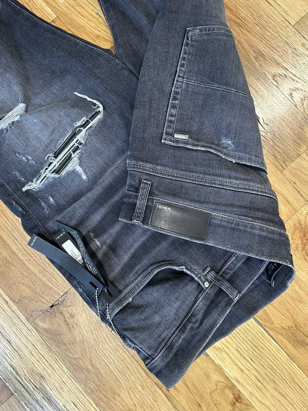 Amiri Amiri MX1 Black Leather Gray Denim Jeans Si… - image 5