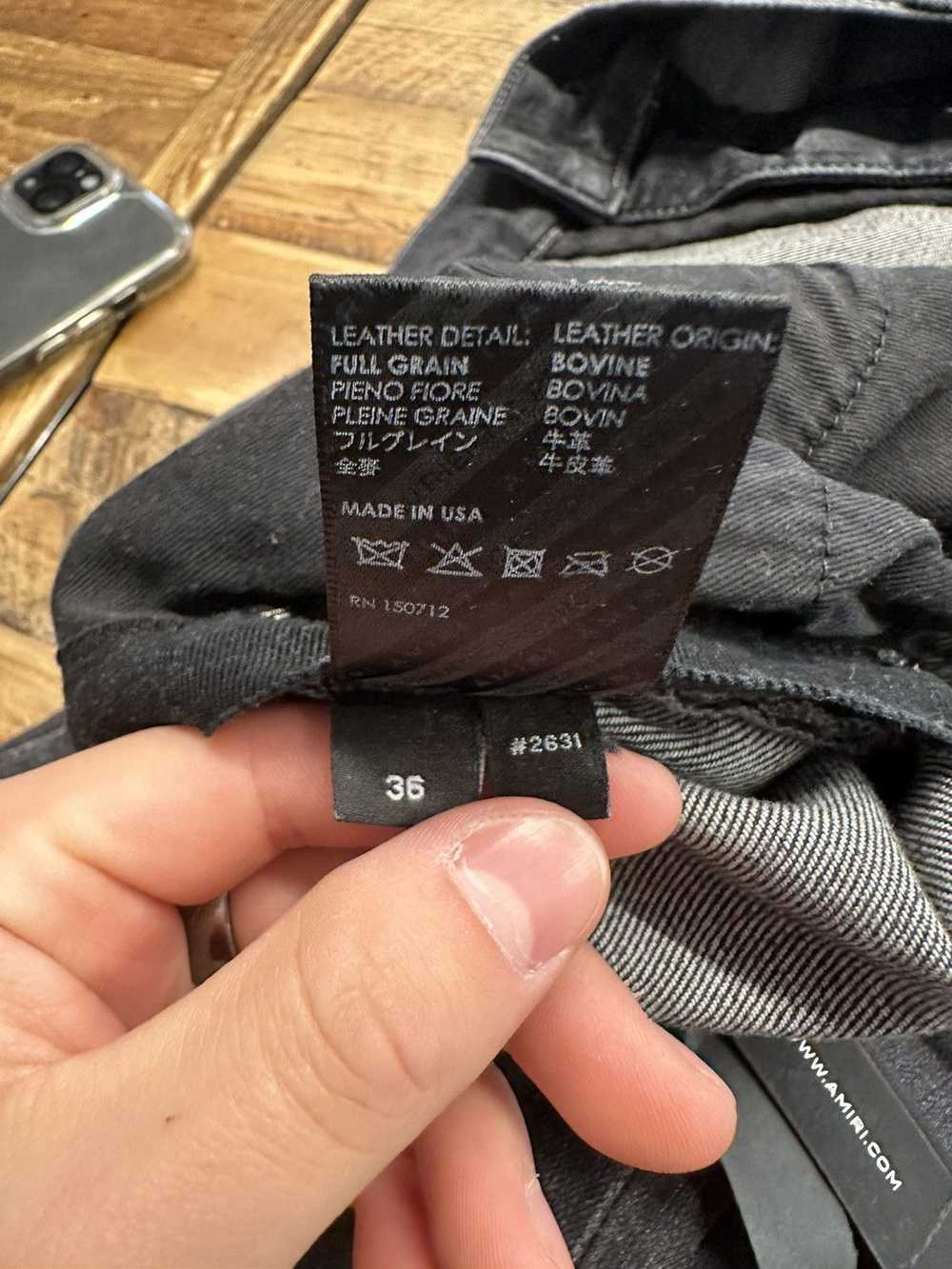 Amiri Amiri MX1 Black Leather Gray Denim Jeans Si… - image 7