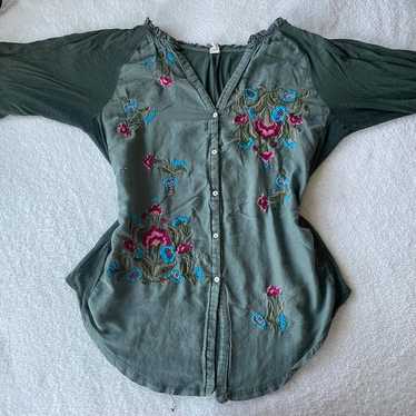 cottage core floral embroidered top - image 1