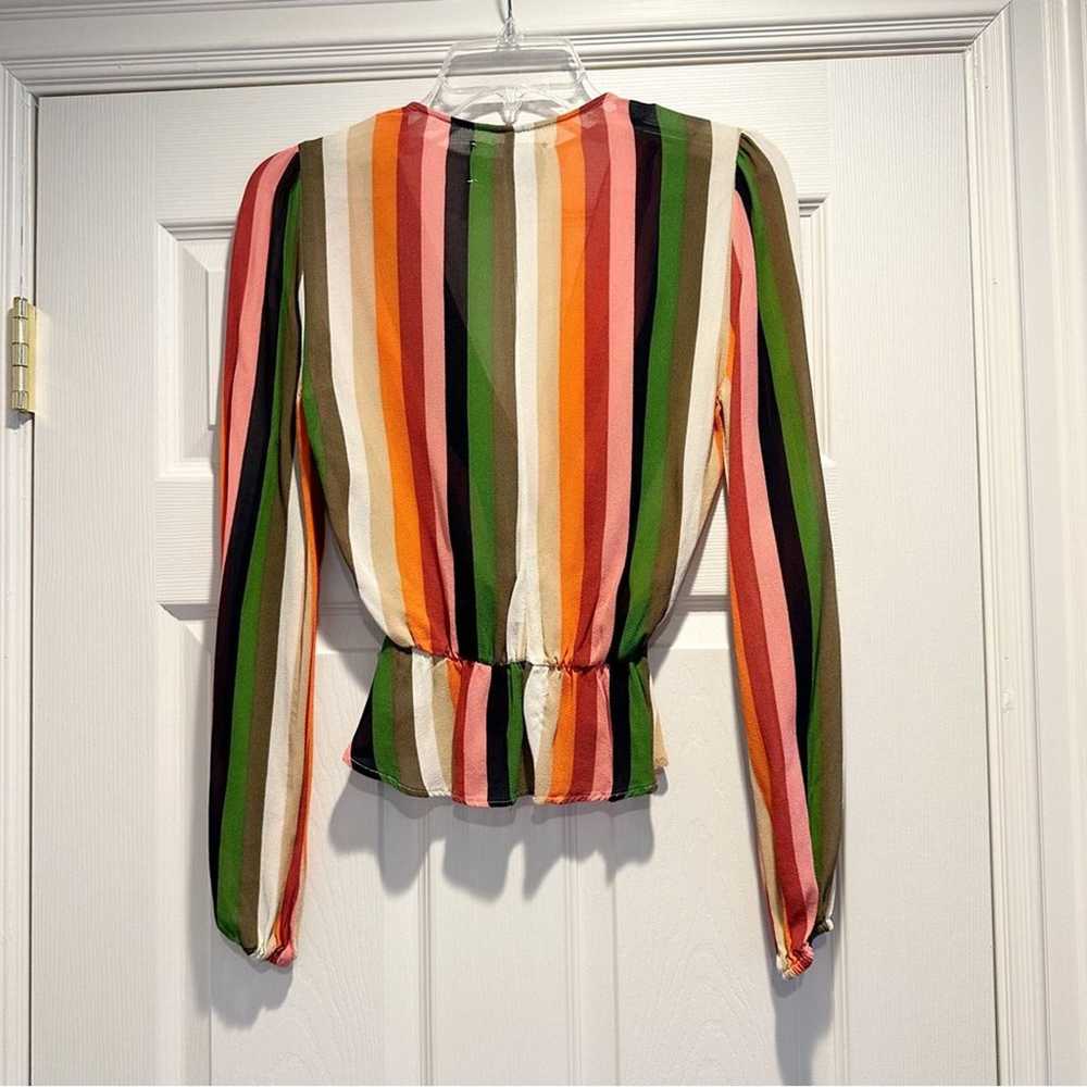Reformation Camilla Rainbow Stripes Blouse Top Sh… - image 2