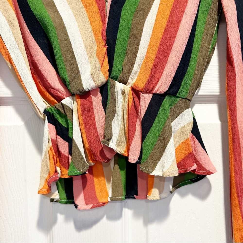 Reformation Camilla Rainbow Stripes Blouse Top Sh… - image 3