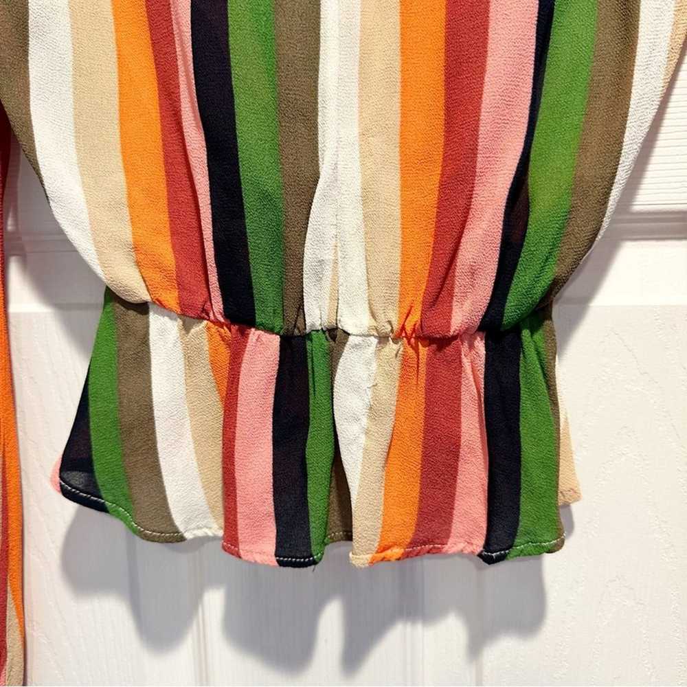 Reformation Camilla Rainbow Stripes Blouse Top Sh… - image 9