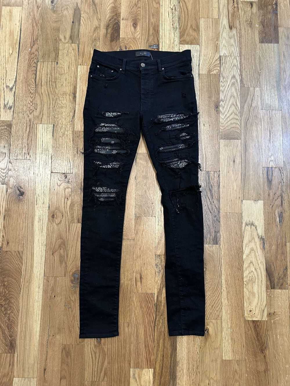 Amiri Amiri MX1 Gray Paisley Black Denim Jeans Si… - image 1