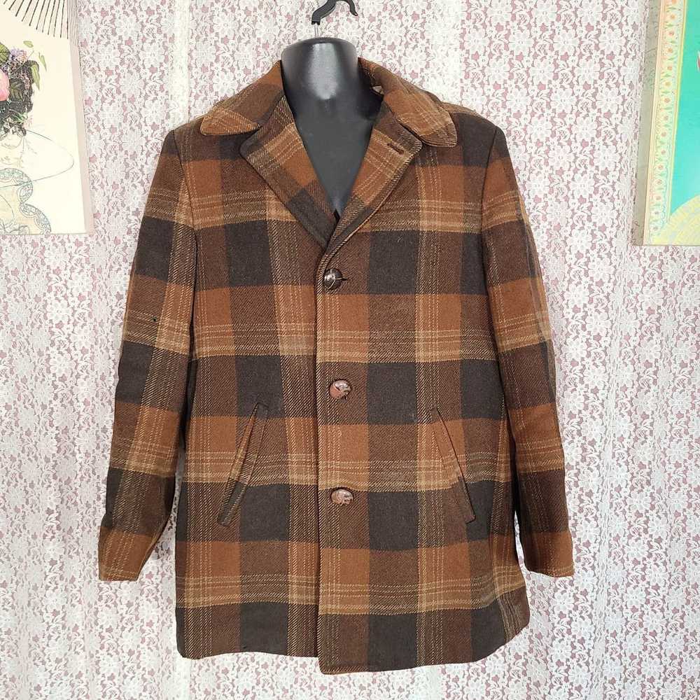 Pendleton Vintage 70s Pendleton brown Plaid wool … - image 1