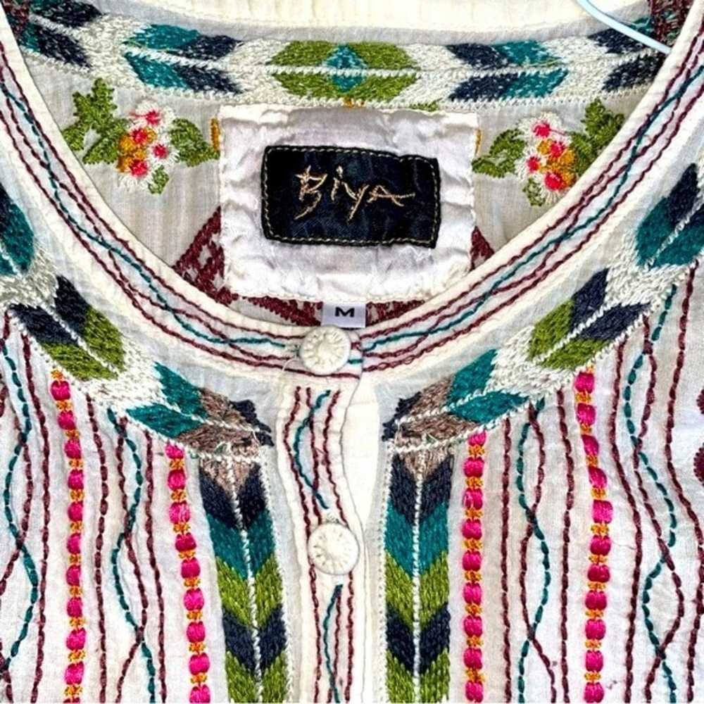 Johnny Was Biya Embroidered Tunic Top Floral Peas… - image 4