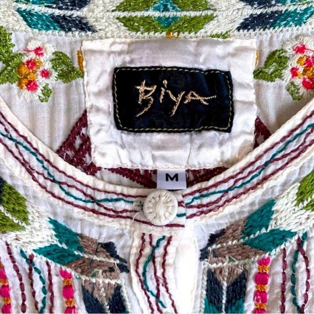 Johnny Was Biya Embroidered Tunic Top Floral Peas… - image 5