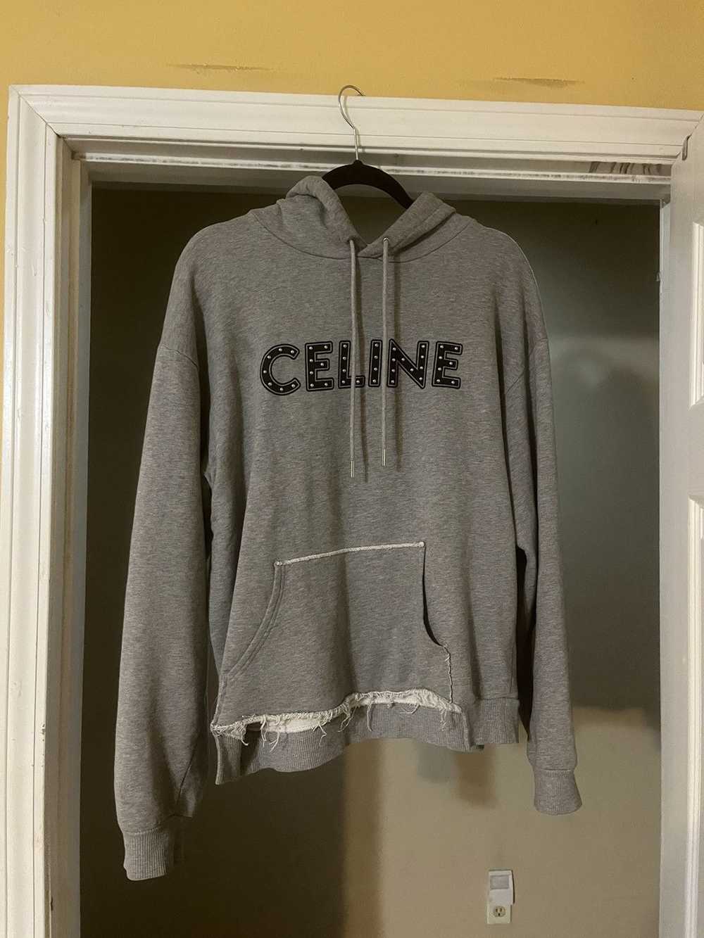 Celine Celine Distressed Studded Logo Hoodie - image 2