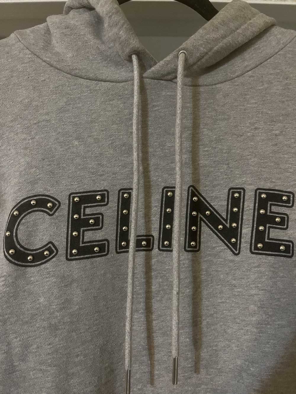 Celine Celine Distressed Studded Logo Hoodie - image 3