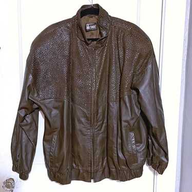 Leather Jacket Comint Made In Argentina Large Bro… - image 1