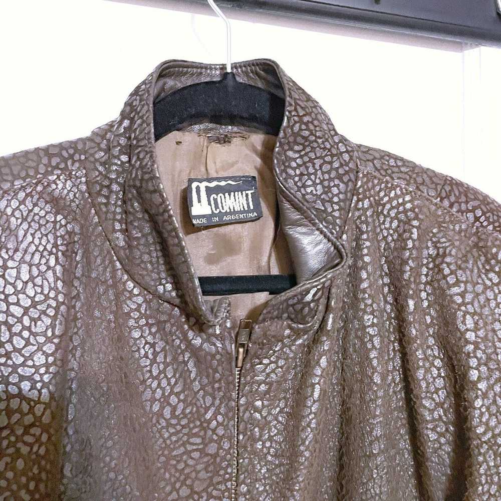 Leather Jacket Comint Made In Argentina Large Bro… - image 2