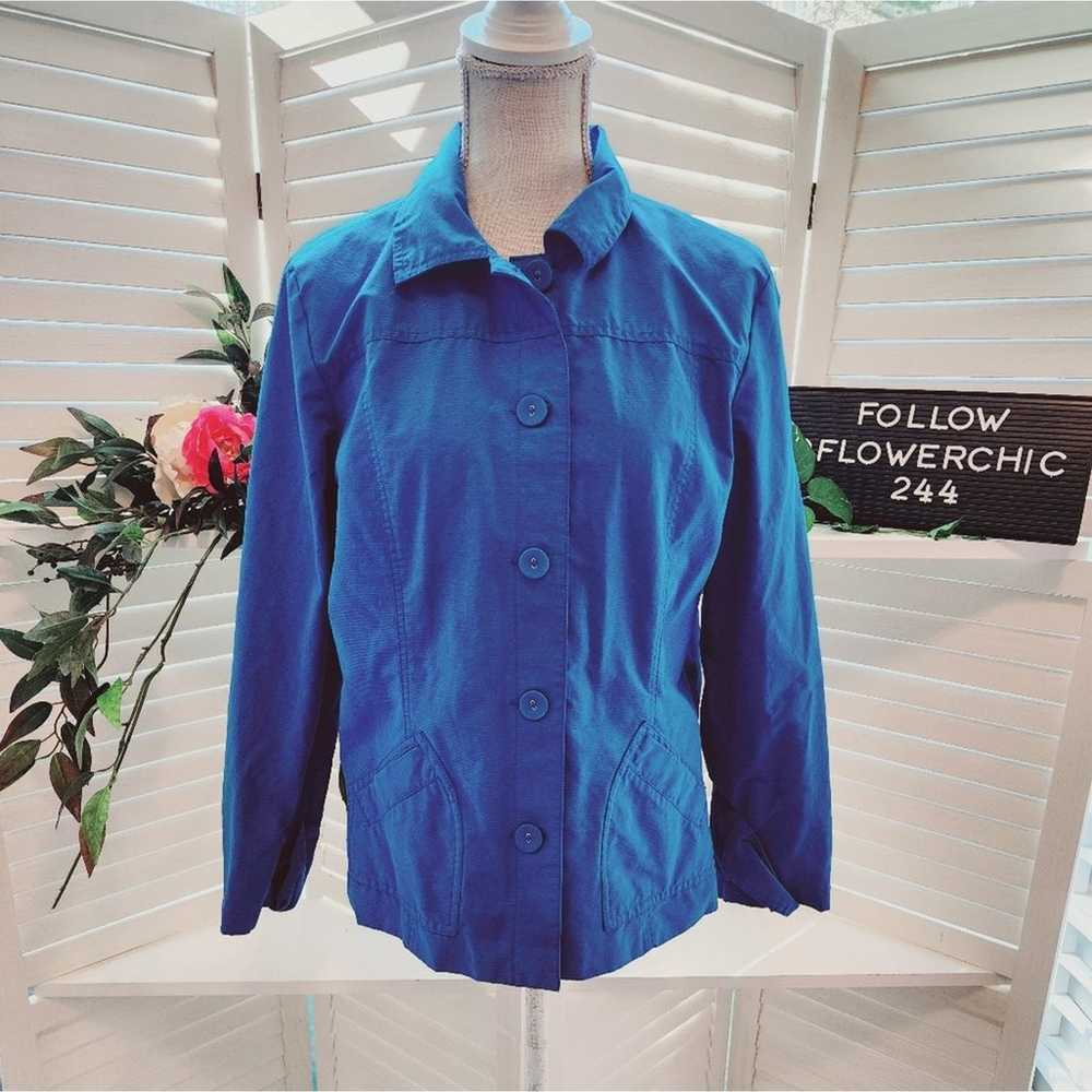 CHICOS BLUE BUTTON DOWN JACKET WITH POCKETS SIZE … - image 1