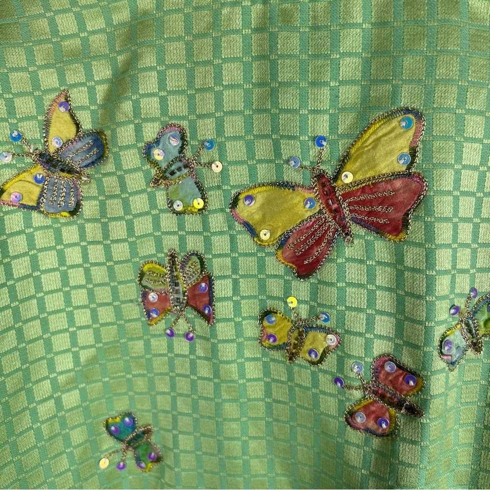 Indigo Moon Mint Green Sequin Butterflies Jacket - image 5