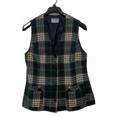 Pendleton Vintage Virgin Wool Plaid Vest Green Ta… - image 1