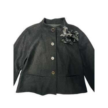 DKNY Vintage Style Black 100% Wool Swing Coat Man… - image 1