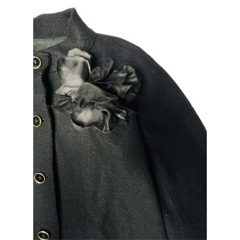 DKNY Vintage Style Black 100% Wool Swing Coat Man… - image 2