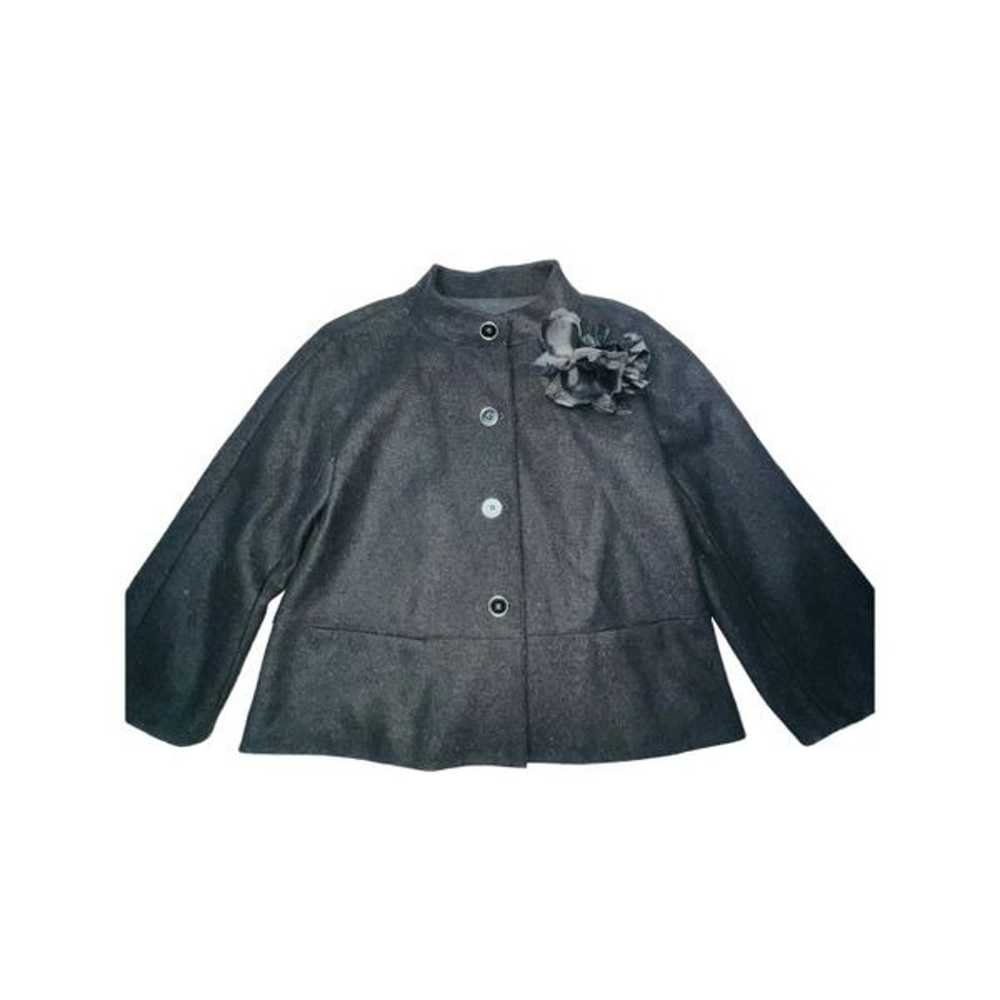 DKNY Vintage Style Black 100% Wool Swing Coat Man… - image 5