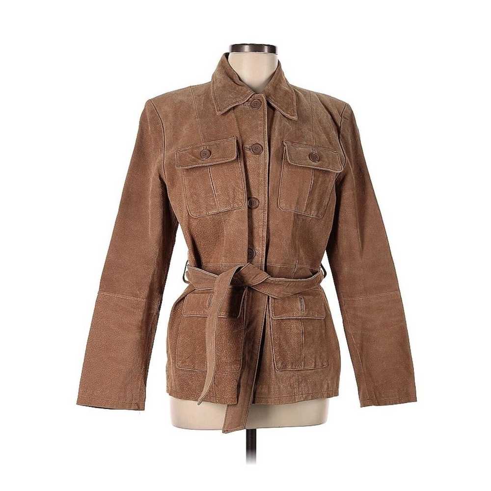 VTG outer Edge Suede Leather Tan Safari Trench Ja… - image 1