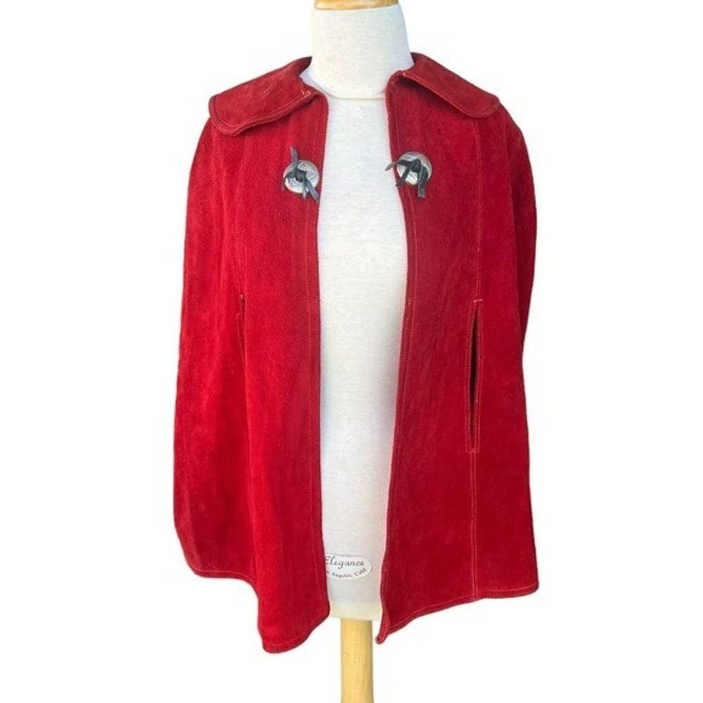Vintage Red Suede Cape Warren of California Conch… - image 1