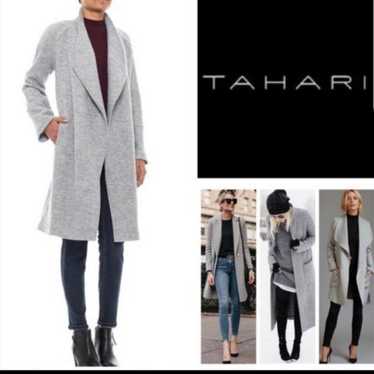 Tahari Open Front Wool Blend Grey Coat