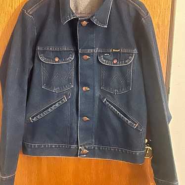 vintage wrangler jean Jacket No Fault Denim Flowe… - image 1