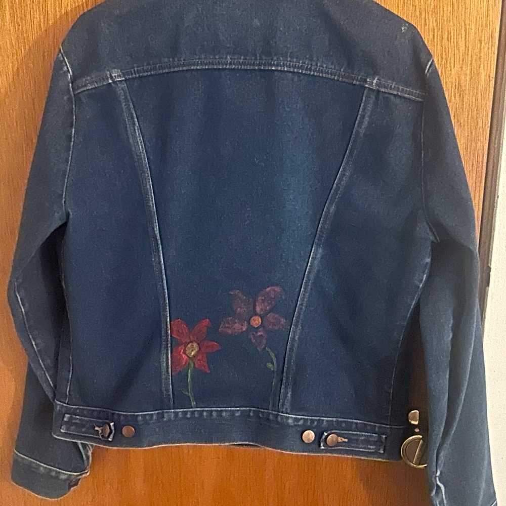 vintage wrangler jean Jacket No Fault Denim Flowe… - image 5